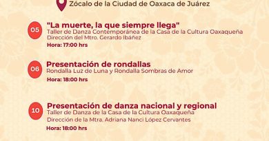 Del 5 al 14 de noviembre, ofrece la CCO actividades culturales en el Zócalo de la ciudad de Oaxaca