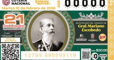 Con billete de lotería rinden homenaje al Gral. Mariano Escobedo en el Bicentenario de su Natalicio