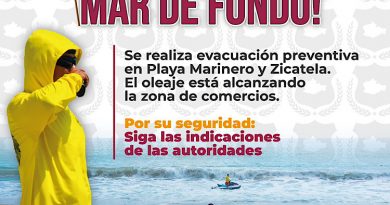 Alerta SSPC a la ciudadanía por fenómeno de Mar de Fondo en costas oaxaqueñas
