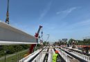 CONCLUYE INSTALACIÓN DE TRABES DEL DISTRIBUIDOR VIAL DE VERACRUZ; AVANZA HACIA SU ETAPA FINAL