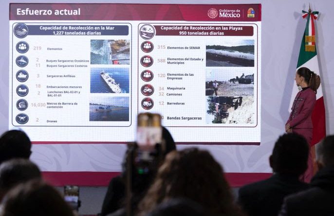 GOBIERNO DE MÉXICO DESTINA 2 MIL MDP A LA ESTRATEGIA DE ATENCIÓN Y MANEJO DEL SARGAZO EN QUINTANA ROO: PRESIDENTA CLAUDIA SHEINBAUM