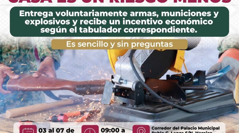 Gobierno del Estado acerca el programa ´Sí al desarme, Sí a la Paz´, a Ejutla de Crespo